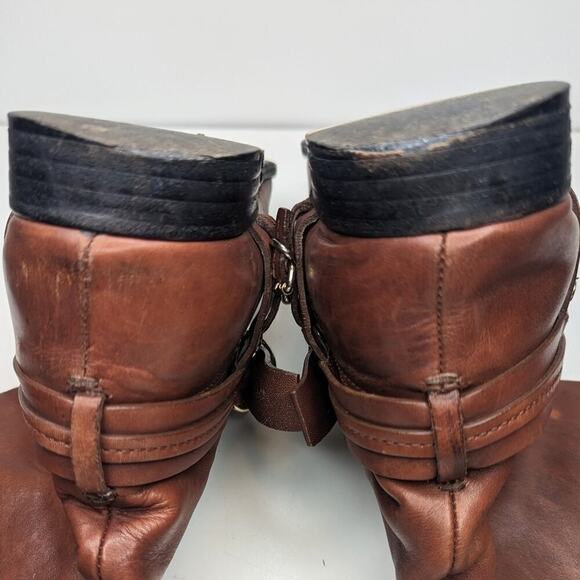 Dior brown leather riding boots harness buckle gold hardware EU size 38 - Picture 4 of 8